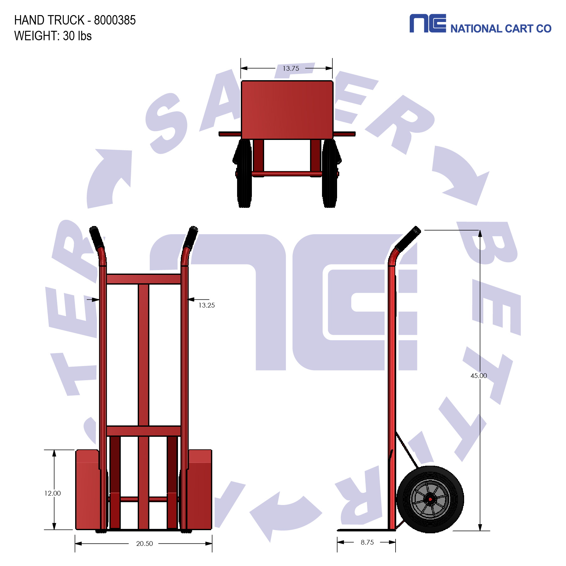 Hand Trucks R Us - Heavy Duty Steel Platform Cart 8 inch Pneumatic Wheels -  Item: SD2436N8