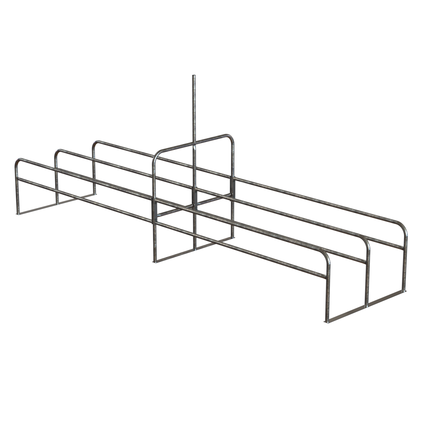 8030148_DimCart Corral cart rack parking lot corral customer cart collection galvanized mechanical steel tubing and hot-dipped galvanized base plates shopping carts cart return Single cart corral double cart corral single corral double corral carriage storage single entry double entry through corral