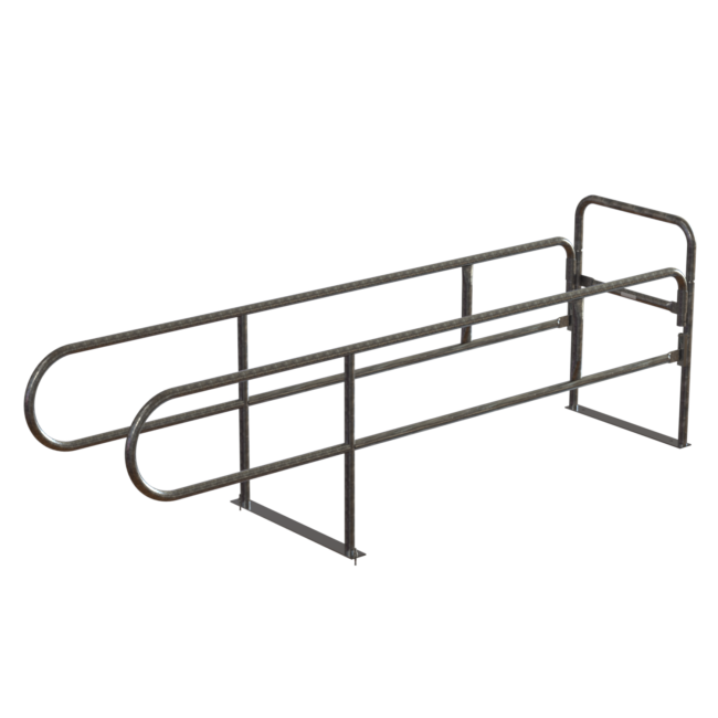 Cart Corral cart rack parking lot corral customer cart collection galvanized mechanical steel tubing and hot-dipped galvanized base plates shopping carts cart return Single cart corral double cart corral single corral double corral carriage storage single entry double entry through corral cart corral signage bi-directional