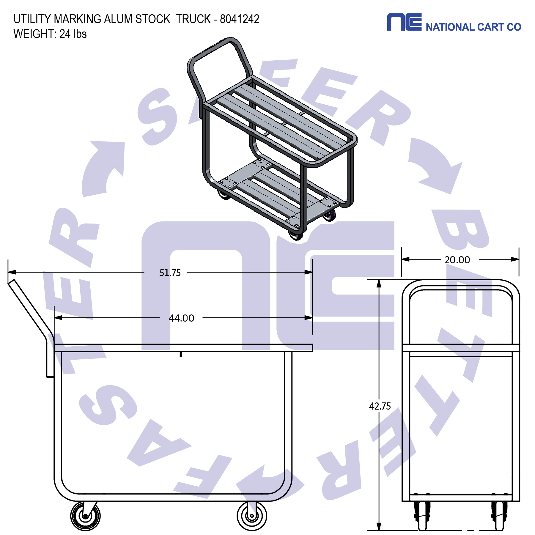 Durable. All-welded aluminum or galvanized construction. Solid upper shelf and a tube style lower shelf.
