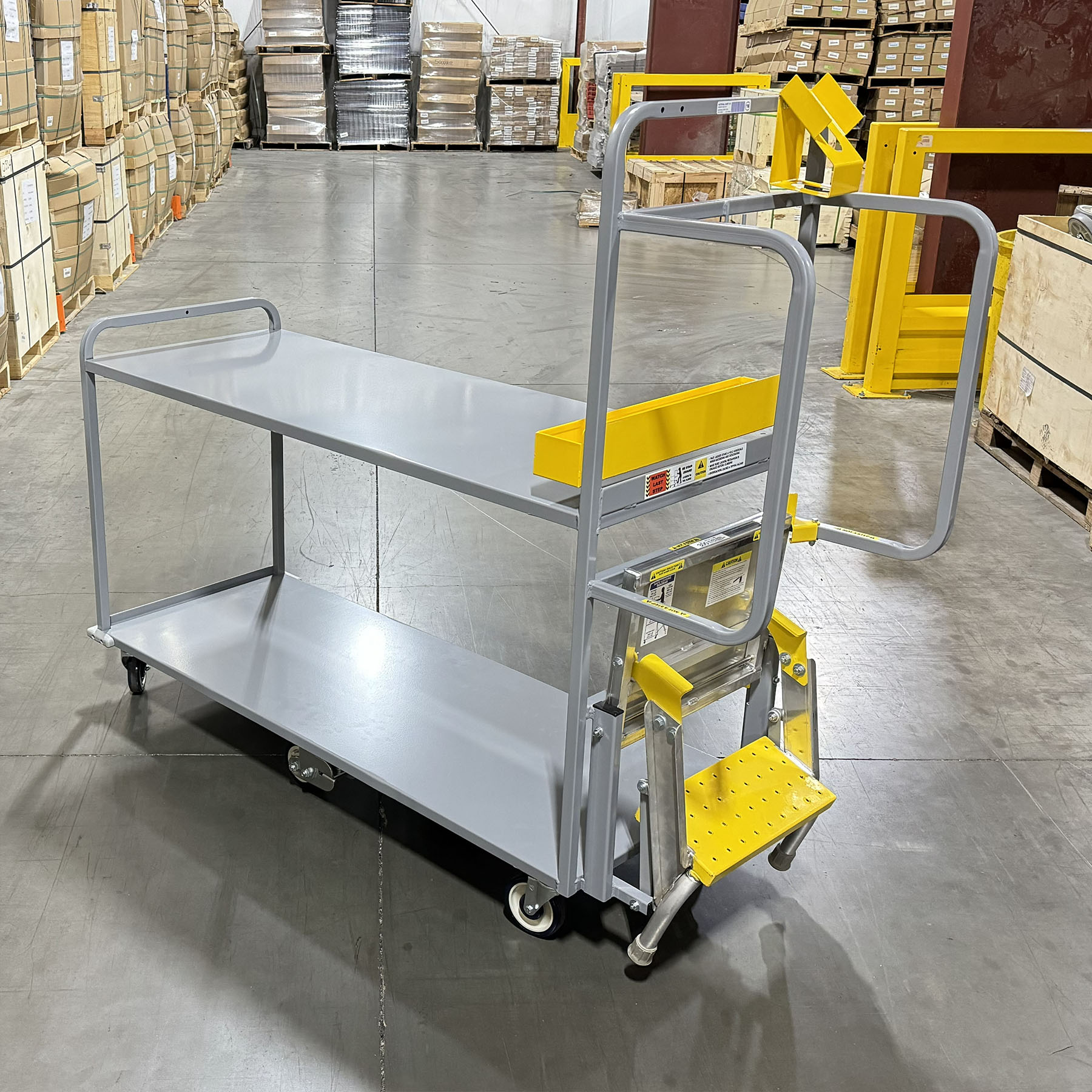 2 step stair cart Ladder Cart, Ladder Picking Cart, picking cart, ecom cart, ecommerce cart, ecommerce picking cart, step cart, step picking cart, two step cart, 2 step cart