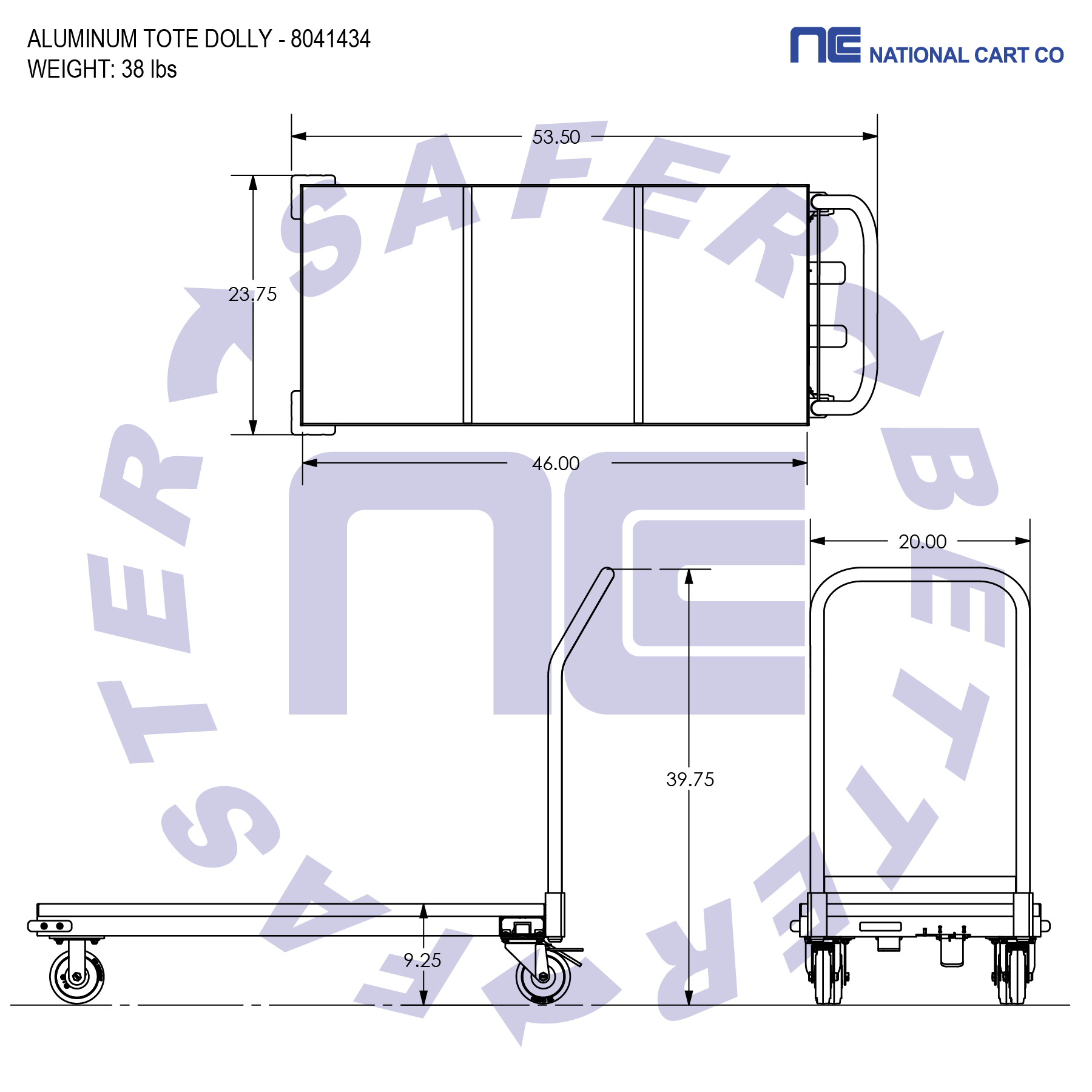 Tote Dolly National Cart Co. Aluminum Tote Dolly