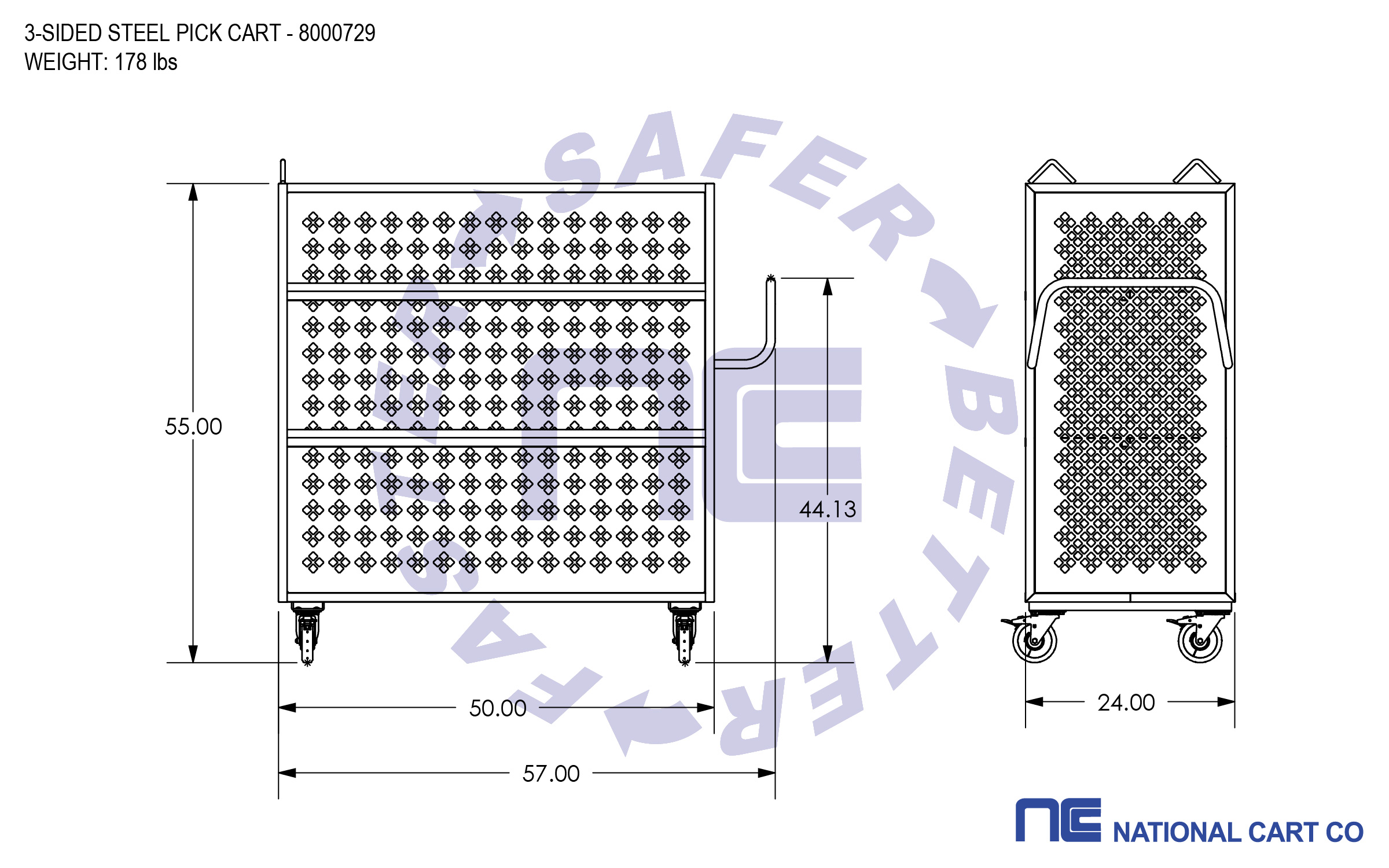 3-Sided Steel Pick Cart | National Cart