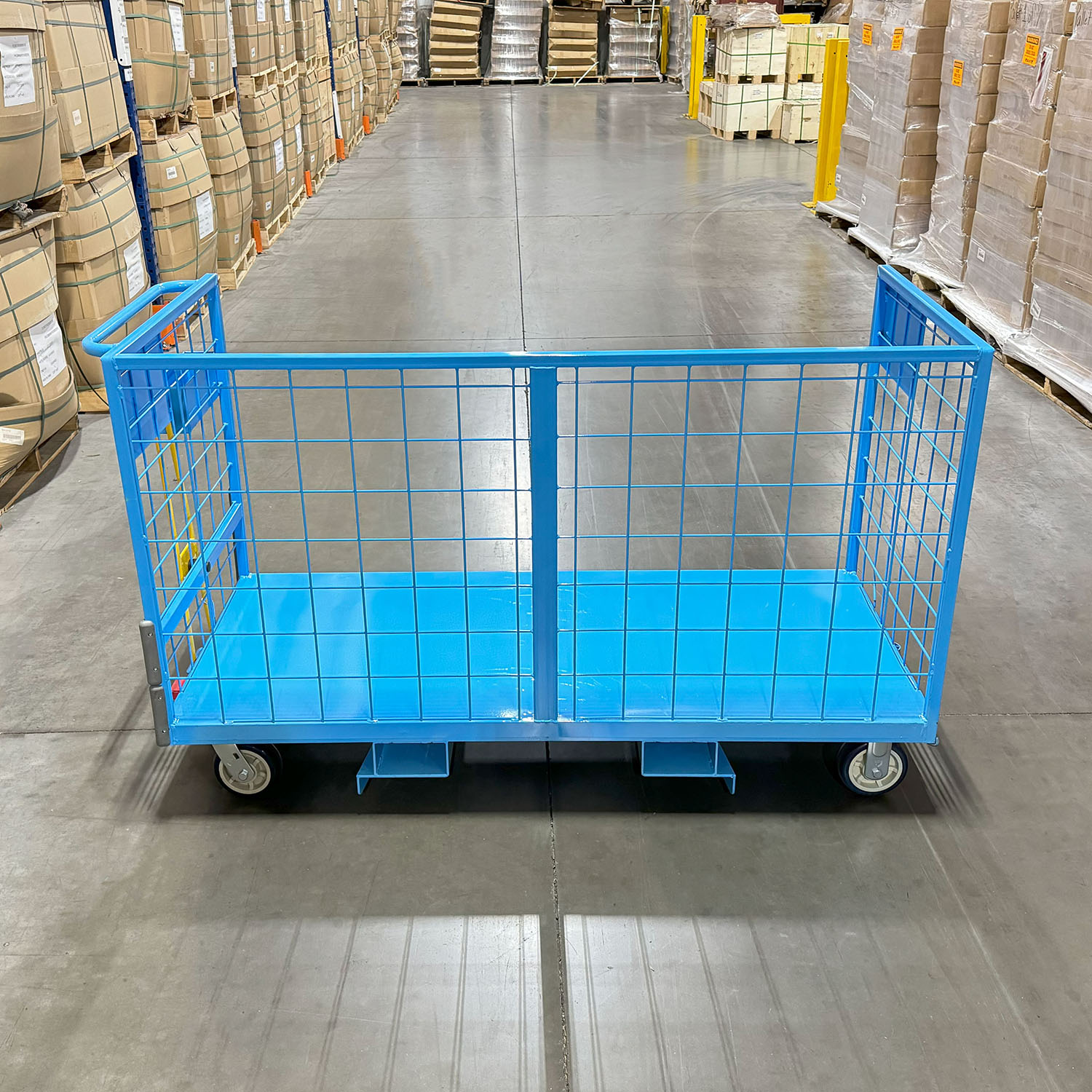 Industrial Carts: Durable carts designed for heavy-duty material handling tasks in industrial settings. Various configurations available, including shelf carts, platform carts, and utility carts. Constructed with robust materials such as steel or aluminum for long-lasting performance. Ideal for transporting goods, equipment, and supplies within warehouses, manufacturing facilities, and distribution centers. Picking Carts: Specifically designed for order picking applications in warehouses and fulfillment centers. Features multiple shelves or compartments for efficient organization of picked items. Ergonomic design to enhance worker productivity and minimize fatigue during picking operations. Compatible with barcode scanning and labeling systems for accurate order fulfillment. Forklift-Compatible Carts: Designed with compatibility for forklifts, allowing for easy loading, unloading, and transportation. Equipped with integrated forklift pockets or attachments for secure handling and maneuverability. Available in various sizes and configurations to accommodate different loads and warehouse layouts. Streamline material handling processes by enabling seamless integration with forklift operations. Utility Carts: Versatile carts suitable for a wide range of material handling tasks in industrial and commercial environments. Ideal for transporting tools, supplies, and products across warehouses, workshops, and retail spaces. Features sturdy construction and ergonomic handles for ease of use and durability. Available in different configurations, including flatbed, shelf, and service carts, to meet diverse application needs. Distribution Carts: Designed for efficient distribution and transportation of goods within warehouses, distribution centers, and retail stores. Equipped with shelves, bins, or compartments to organize and secure items during transit. Enhance workflow and productivity in distribution operations, minimizing manual handling and streamlining order fulfillment processes. E-commerce Carts: Tailored for the unique demands of e-commerce fulfillment, including order picking, packing, and shipping. Designed to navigate narrow aisles and crowded warehouse spaces with ease. Compatible with automated warehouse systems and conveyor belts for seamless integration into e-commerce fulfillment workflows. Configurable with accessories such as barcode scanners, label printers, and workstation attachments for efficient order processing. Grocery Carts: Specifically designed for handling groceries and perishable items in supermarkets, grocery stores, and food distribution centers. Features durable construction and smooth-rolling casters for easy maneuverability in crowded aisles. Available in different sizes and configurations to accommodate various types of produce and merchandise. Department Store Carts: Tailored for retail environments, including department stores, big-box retailers, and shopping malls. Designed with aesthetic appeal and functionality to enhance the shopping experience for customers. Features compartments for organizing merchandise, signage holders for promotional materials, and ergonomic handles for customer convenience. Beverage Carts: Specifically designed for transporting beverages, including bottles, cans, and kegs, in beverage distribution centers, warehouses, and retail stores. Features sturdy construction and secure storage options to prevent damage or spillage during transit. Available in various configurations, including shelf carts, dolly carts, and hand trucks, to accommodate different types of beverages and packaging. Backstock Carts: Designed for efficiently managing backstock inventory in warehouses and storage areas. Features adjustable shelves, bins, or dividers to organize and store surplus inventory. Optimizes space utilization and inventory management, reducing stockouts and improving order fulfillment efficiency. Rolltainer Carts: Combination of a rolling cart and a container, designed for transporting and storing goods in retail, distribution, and logistics applications. Features collapsible sides or folding design for space-saving storage when not in use. Ideal for cross-docking operations, temporary storage, and merchandise display in retail environments. Order Picker Carts: Specifically designed for order picking tasks in warehouses and distribution centers. Features elevated platforms or picking trays for easy access to items at various heights. Equipped with safety features such as guardrails and non-slip surfaces to protect workers during picking operations. Compatible with order picking systems and technologies for increased efficiency and accuracy. Tugger Carts: Designed to be towed by tugger vehicles or automated guided vehicles (AGVs) for efficient material handling in manufacturing and distribution facilities. Features a hitch or coupling mechanism for secure attachment to the towing vehicle. Available in various sizes and configurations to accommodate different loads and towing requirements. Enhances productivity by reducing manual handling and streamlining material flow in production and distribution processes. Bakery Carts: Designed specifically for transporting baked goods, including bread, pastries, and cakes, in bakery production facilities and retail outlets. Features open or perforated shelves to allow for proper air circulation and prevent condensation buildup. Available in stainless steel or aluminum construction for easy cleaning and durability in food-handling environments. Produce Carts: Tailored for transporting fruits, vegetables, and other fresh produce in grocery stores, farmers' markets, and food distribution centers. Features slotted or perforated shelves to allow for proper airflow and drainage, maintaining the freshness of the produce. Available in various configurations, including single-sided, double-sided, and nesting carts, to optimize space utilization and facilitate efficient merchandising. Crisping Racks: Designed for cooling and crisping freshly baked or fried foods, such as cookies, pastries, and fried chicken, in commercial kitchens and foodservice establishments. Features wire racks or trays with elevated surfaces to allow air circulation and prevent condensation buildup. Available in stackable designs to maximize space efficiency and facilitate large-scale food production.