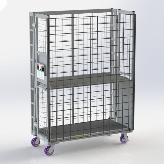 Optimize storage and transport with our Heavy-Duty Steel Nesting Distribution Cart with Cargo Net. Durable, secure, and space-saving—ideal for warehouses & logistics.