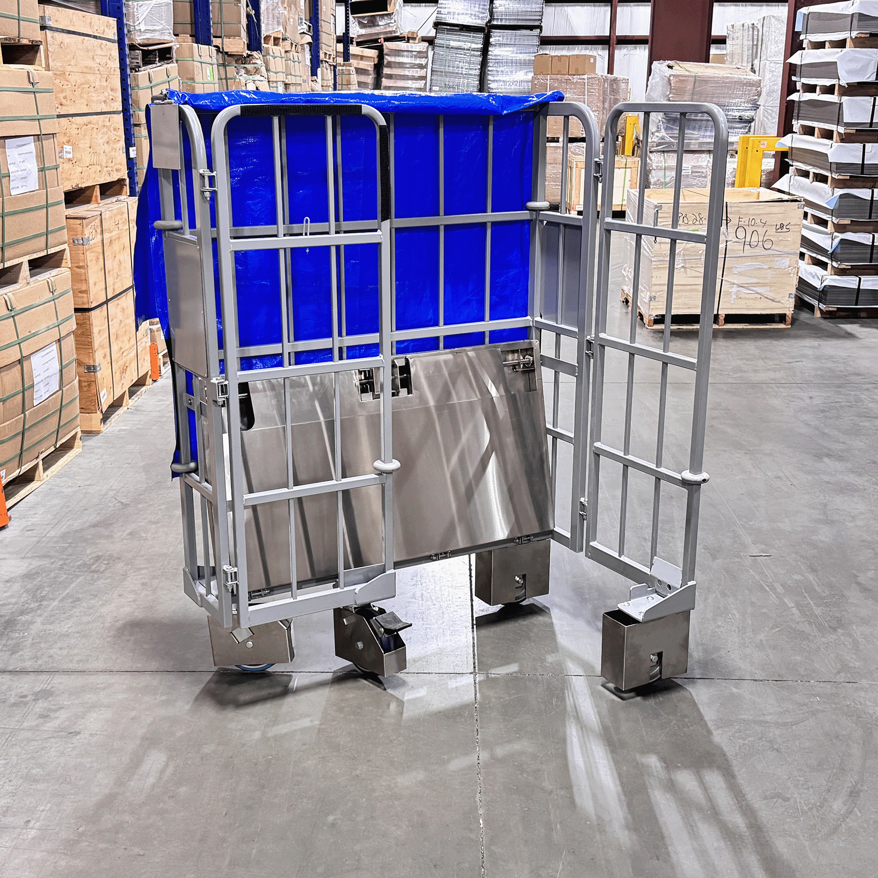 luggage transport rack hotel luggage cart with cover rolling cargo rack with tarp warehouse transport rack heavy-duty luggage rack with wheels cargo trolley with protective cover airport luggage handling cart covered rolling storage rack distribution center transport cart luggage cart with hook and loop cover