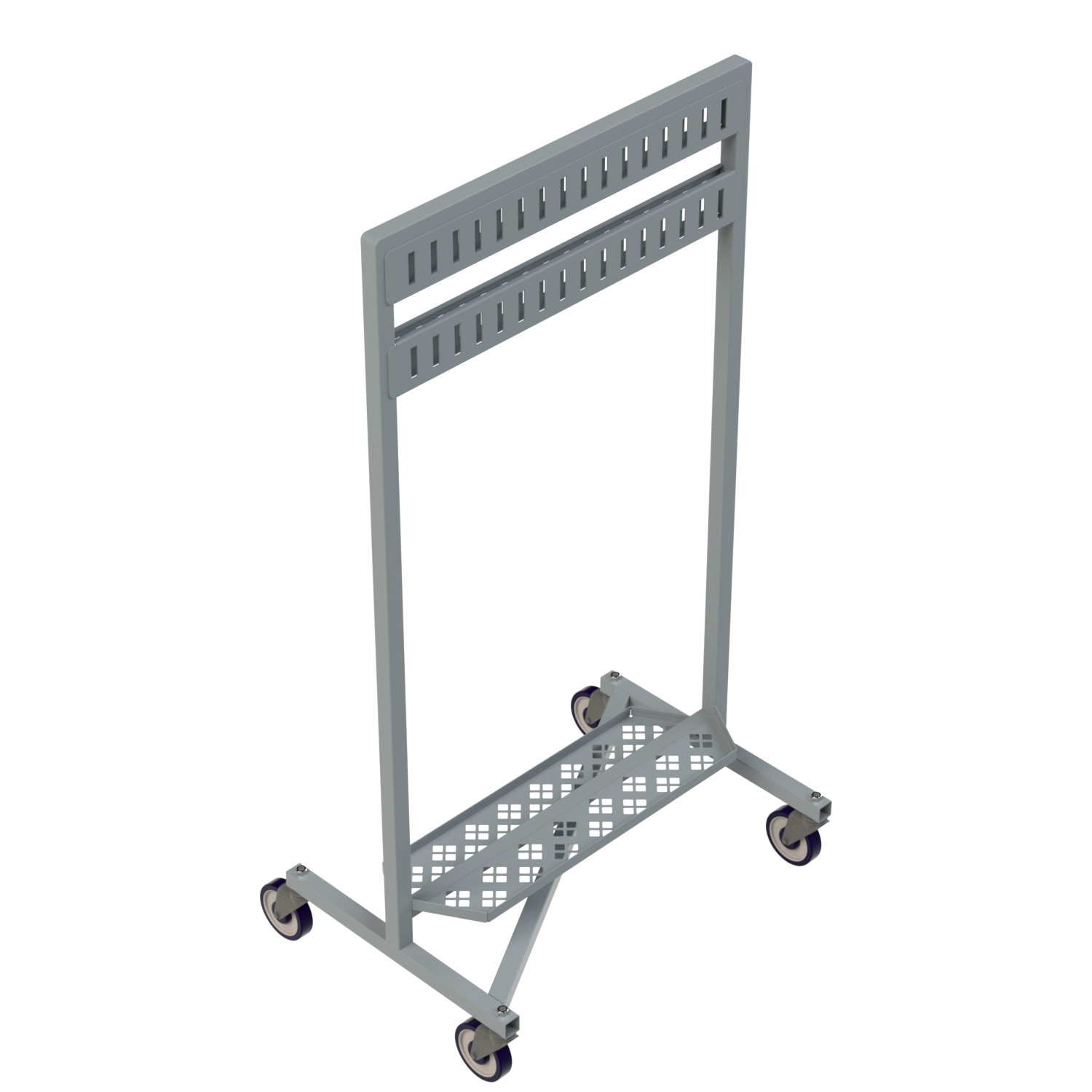 In busy transportation environments, time equals money. Wall-mounted racks may store straps neatly, but they require drivers or yard associates to walk back and forth between trailers and storage points. The Trailer Strap Storage Cart eliminates unnecessary steps by bringing strap inventory directly to the load site. This improves: • Associate throughput • Loading speed • Equipment longevity • Workplace safety For high-volume fleet operations, mobility creates measurable efficiency gains. ________________________________________ Ideal Applications • Flatbed trailer operations • Freight terminals • Distribution centers • Trucking fleet yards • Cross-dock facilities • Logistics hubs ________________________________________ Technical Highlights • Designed for standard ratchet and winch straps • Vertical hanging brackets • Heavy-duty welded steel frame • Industrial swivel casters • Powder-coated finish for corrosion resistance